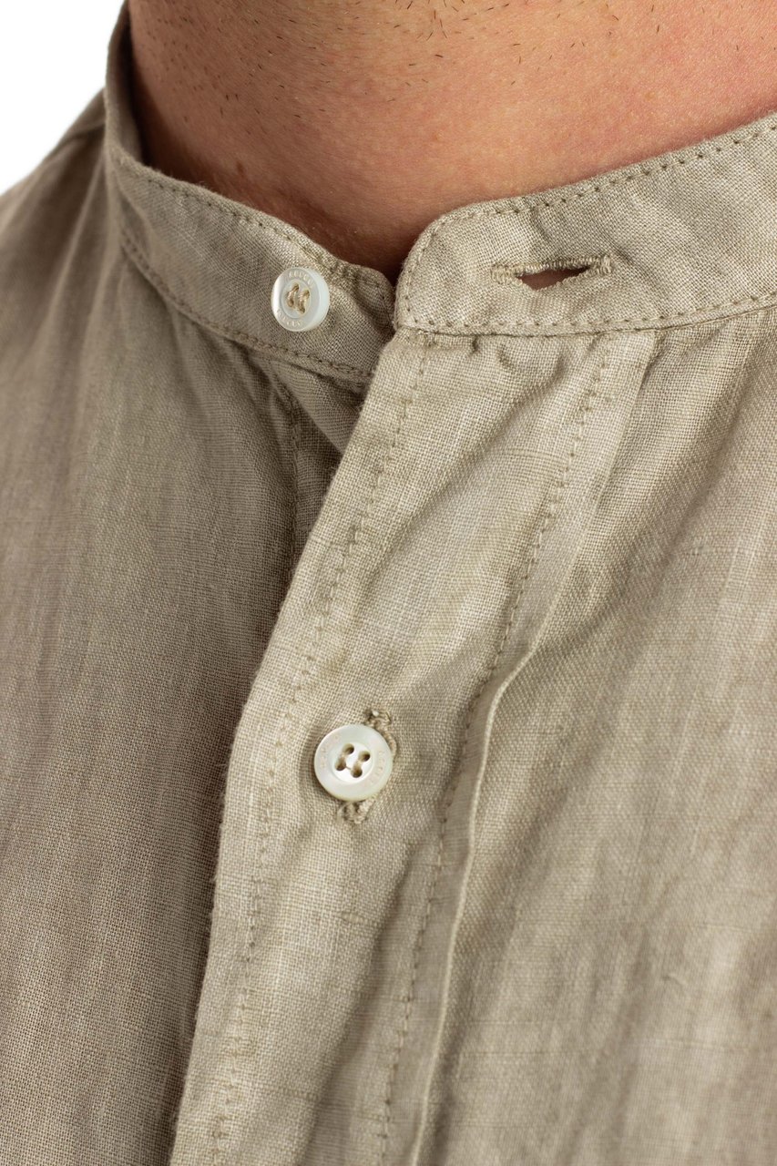 Aspesi Korean Collar Linen Shirt Neutraal