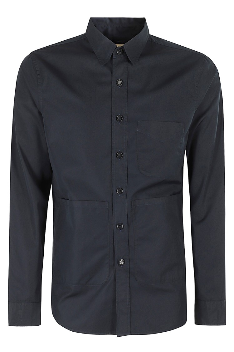 Aspesi Boxy-Fit Cotton Shirt With Classic Collar Blauw