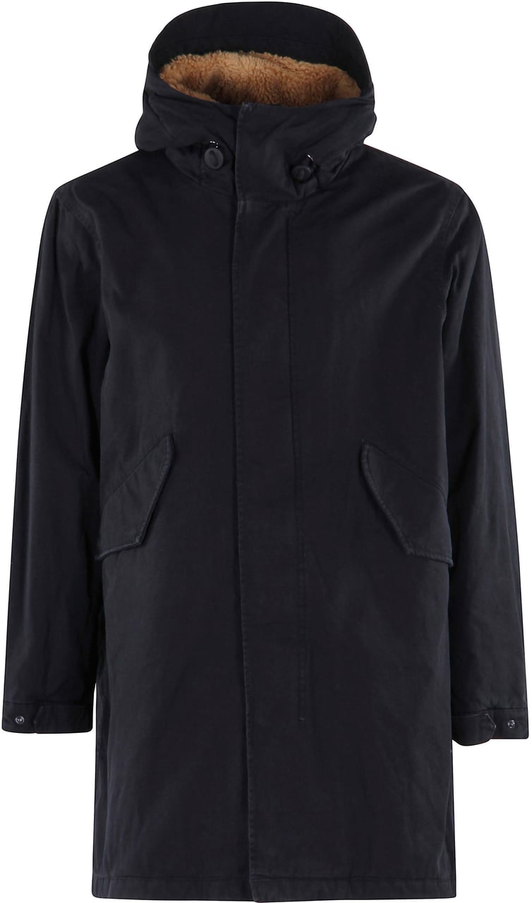 Aspesi Fuller Parka Jacket With High Collar Zwart