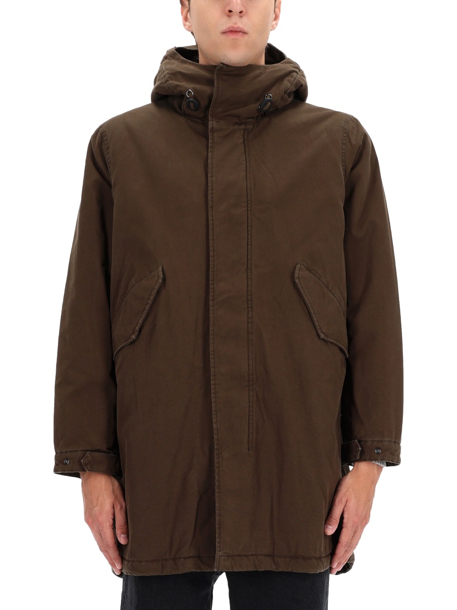 Aspesi Hooded Contrasting Interior Parka Zwart