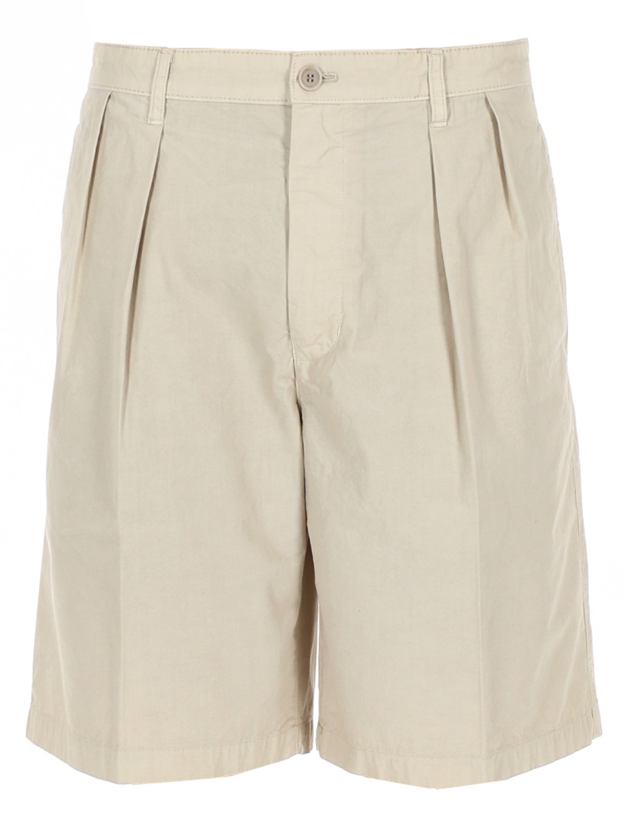 Aspesi Classic Tailored Cotton Front Pleats Shorts Grijs