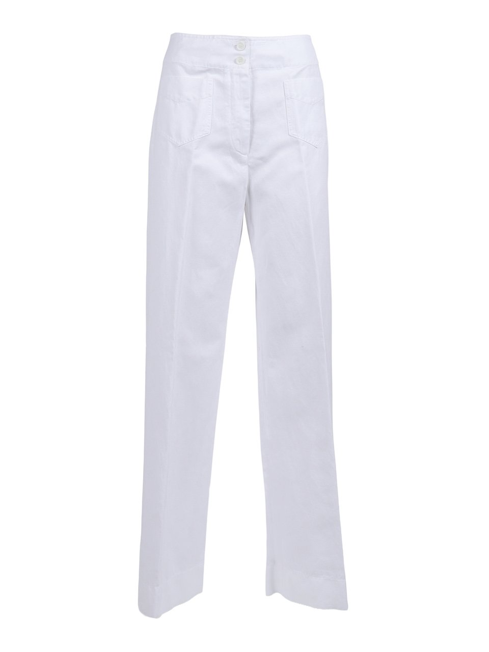 Aspesi Cotton Linen Lace Up Straight-Leg Pants Wit