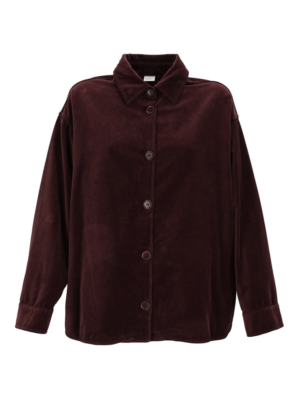 Aspesi Burgundy Velvety Textured Jacket Zwart
