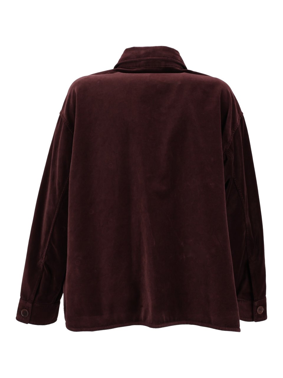 Aspesi Burgundy Velvety Textured Jacket Zwart