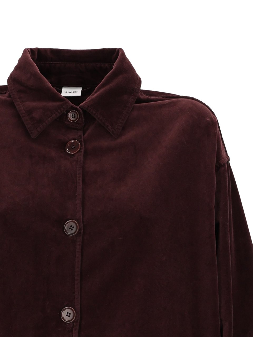 Aspesi Burgundy Velvety Textured Jacket Zwart