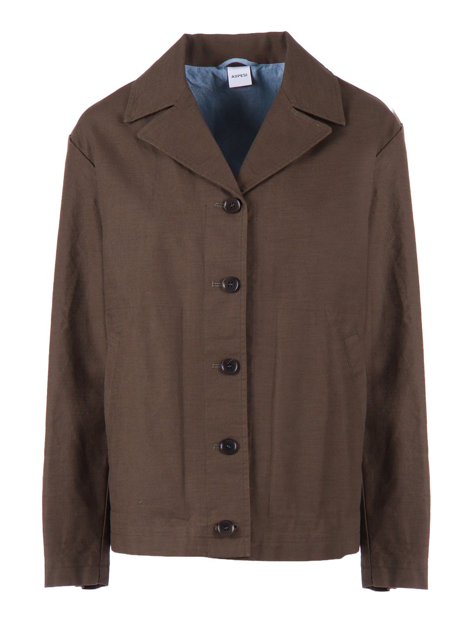 Aspesi Boxy Cropped Button Jacket Grijs