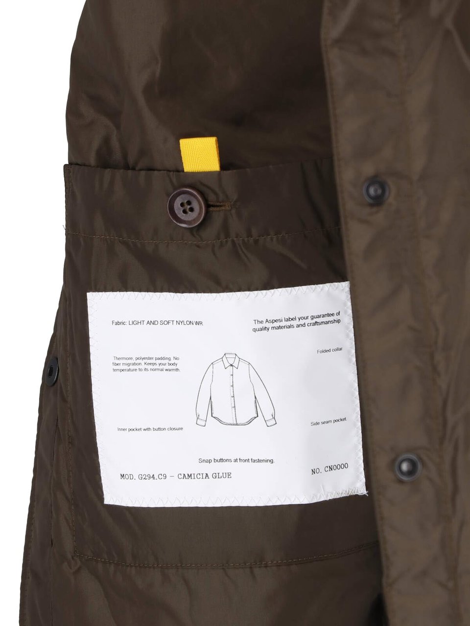 Aspesi Technical Fabric Long-Sleeved Shirt With Classic Collar Groen