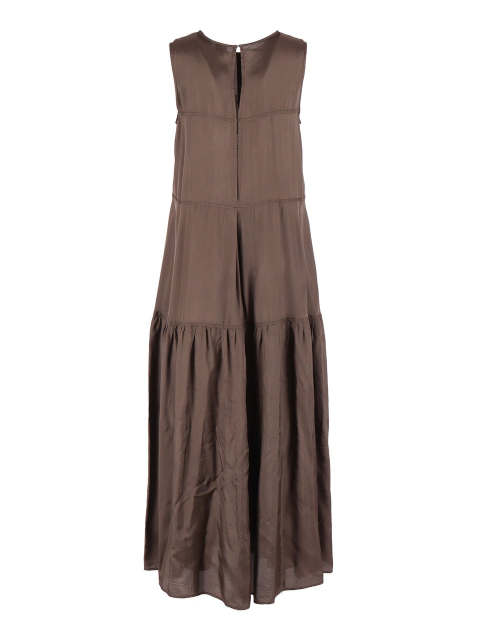 Aspesi Tiered Sleeveless Gathered Midi Dress Grijs