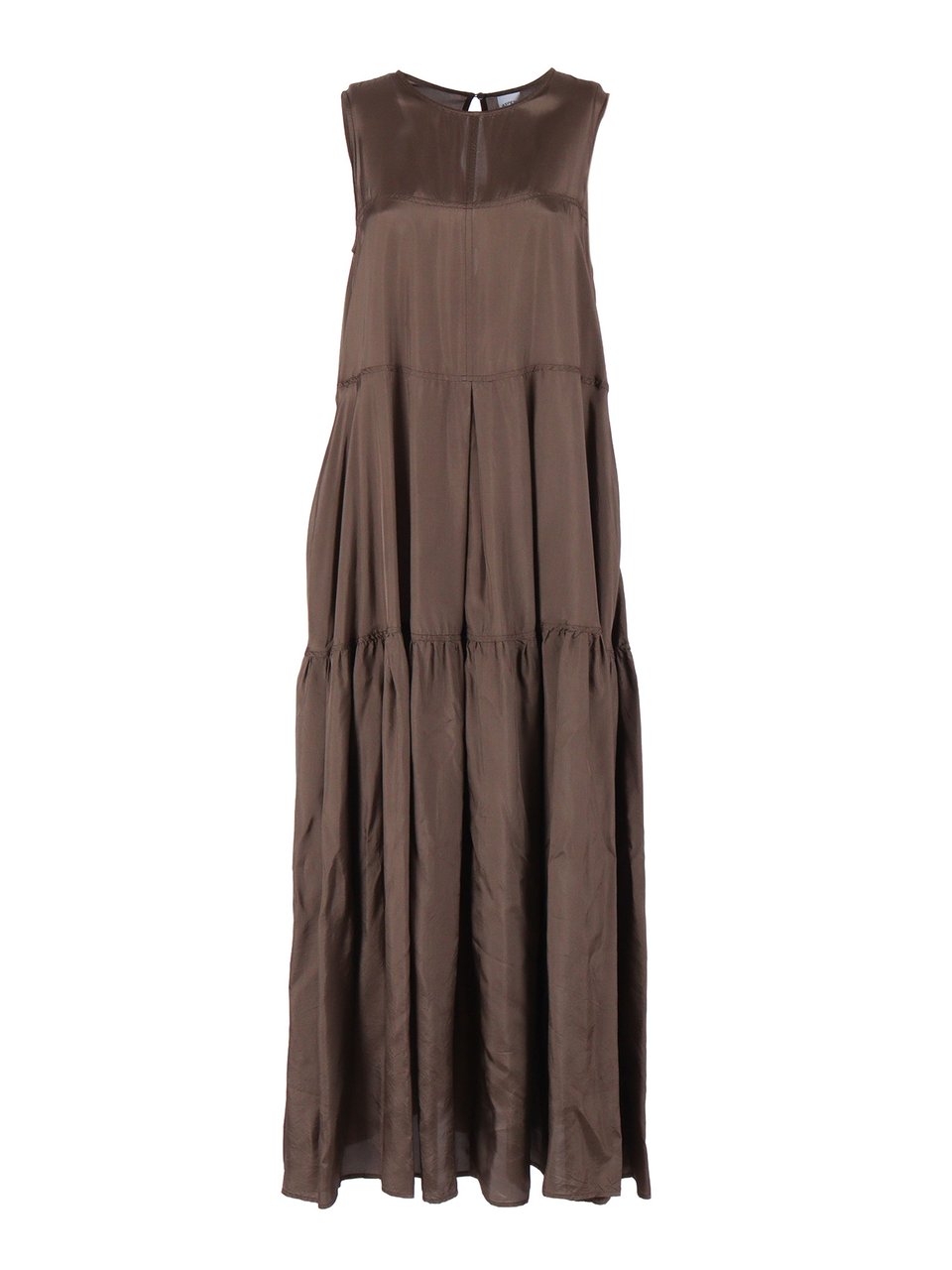 Aspesi Tiered Sleeveless Gathered Midi Dress Grijs