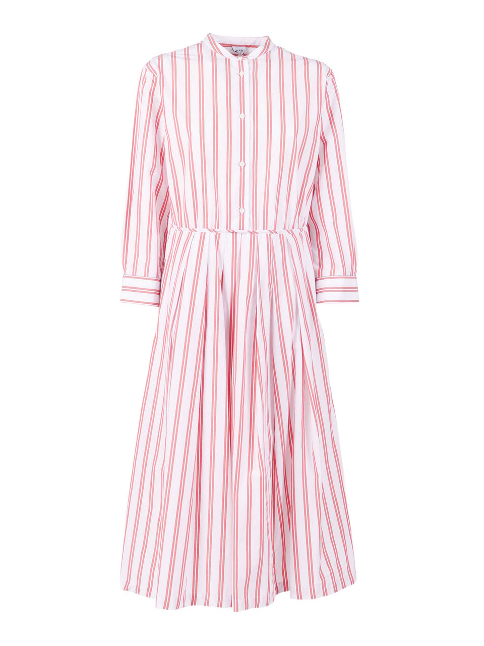 Aspesi Mandarin Collar Pleated Shirt Day Dress Roze
