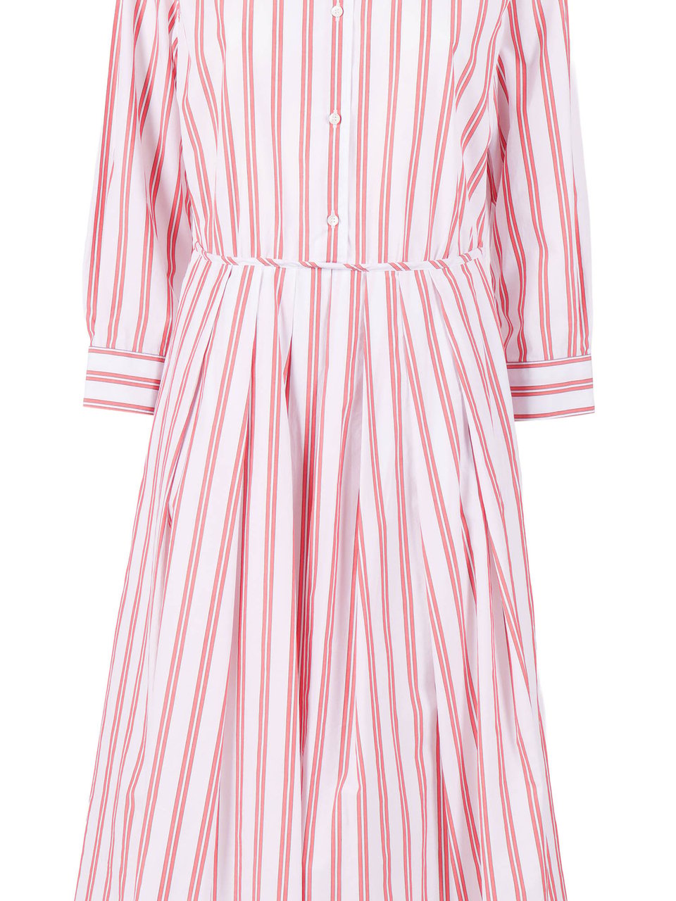 Aspesi Mandarin Collar Pleated Shirt Day Dress Roze