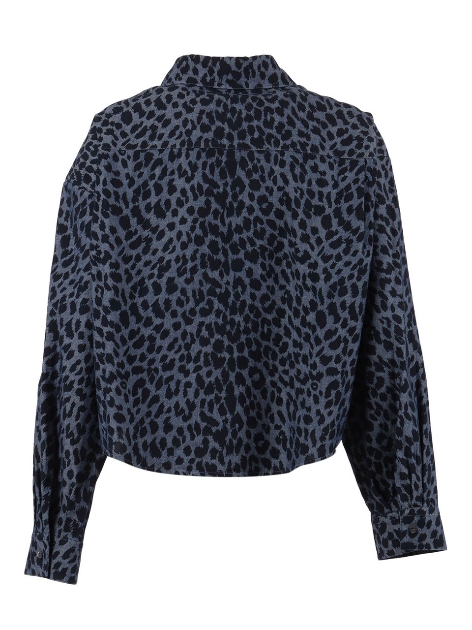Aspesi Deep Blue Cropped Animal Casual Shirt Zwart