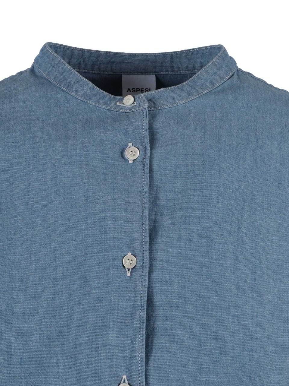 Aspesi Long Sleeve Cotton Mandarin Casual Shirt Blauw