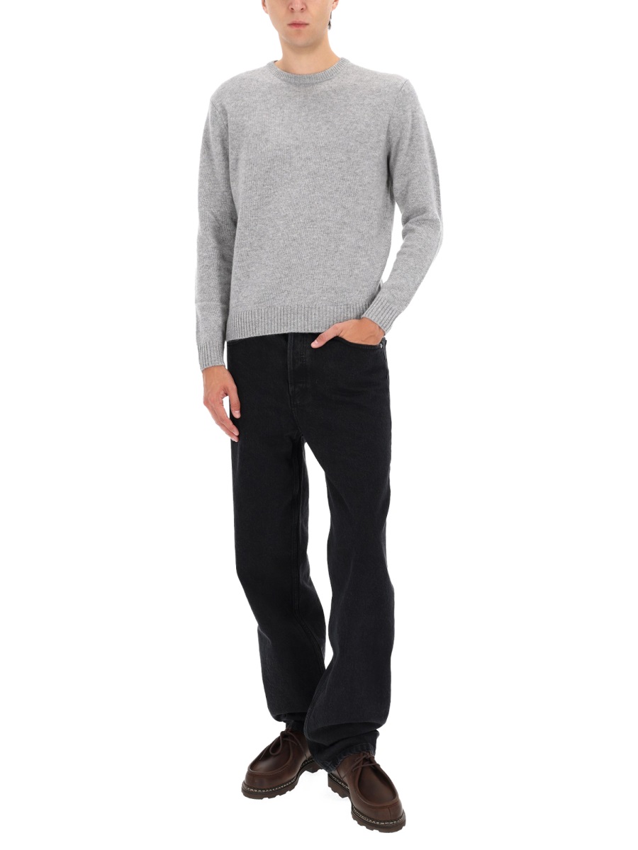 Aspesi Light Grey Knitted Cashmere Sweater Wit