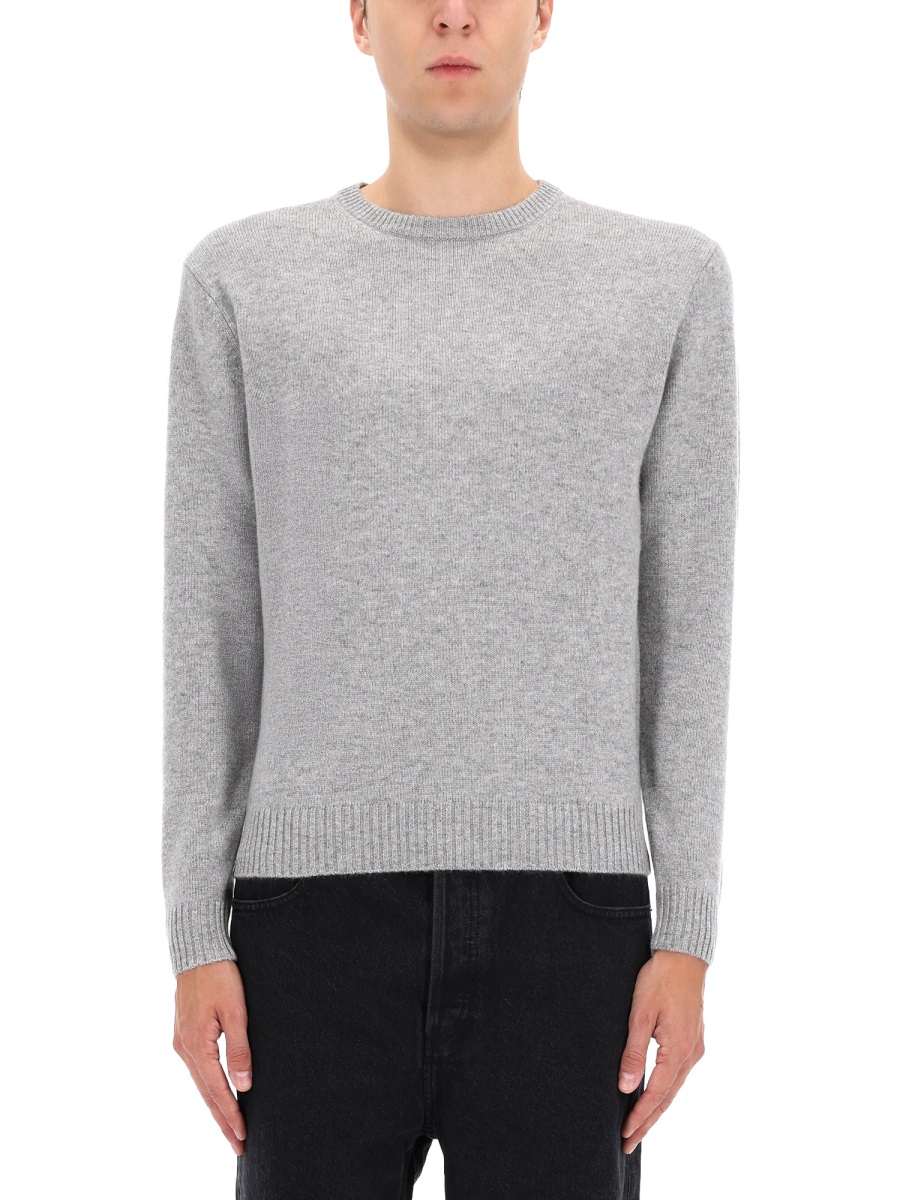 Aspesi Light Grey Knitted Cashmere Sweater Wit