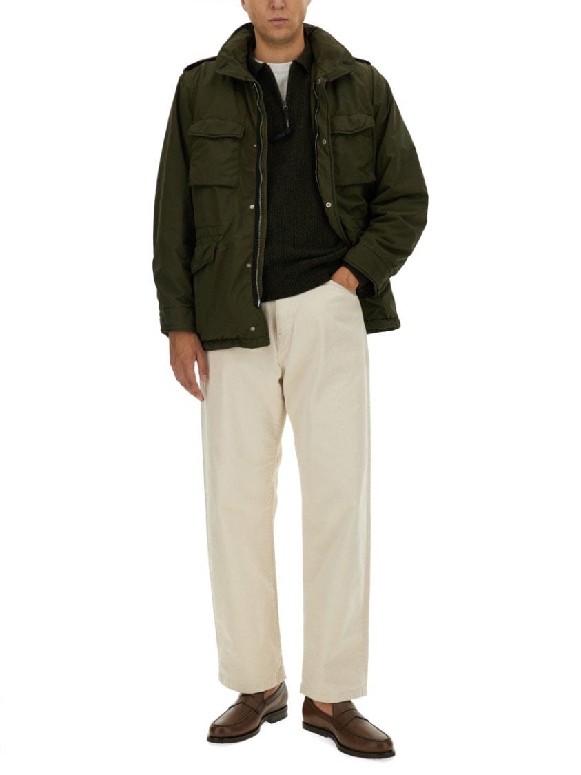 Aspesi Textured Ribbed Wool Jersey Groen