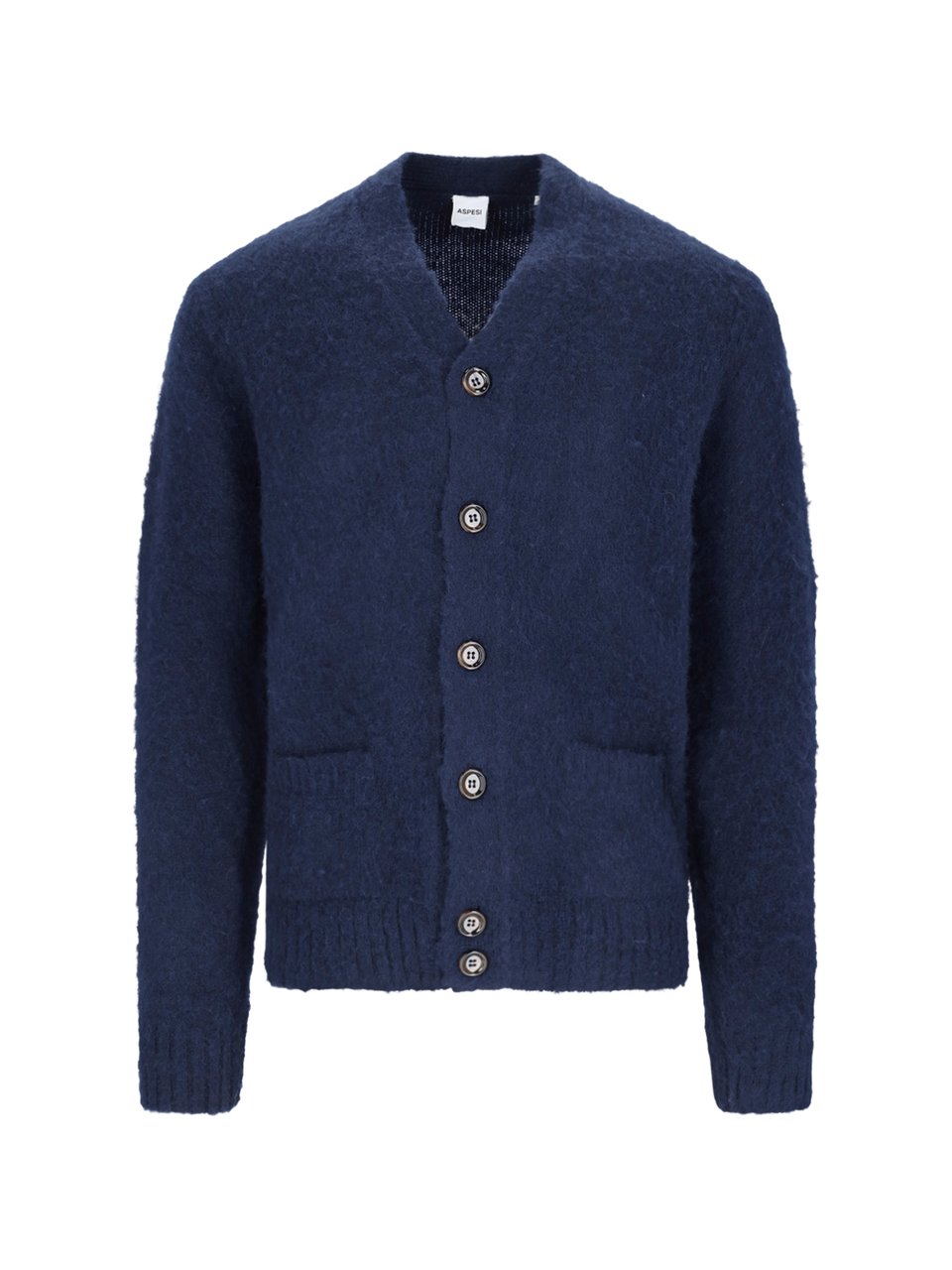 Aspesi Blue V-Neck Wool Cardigan Blauw