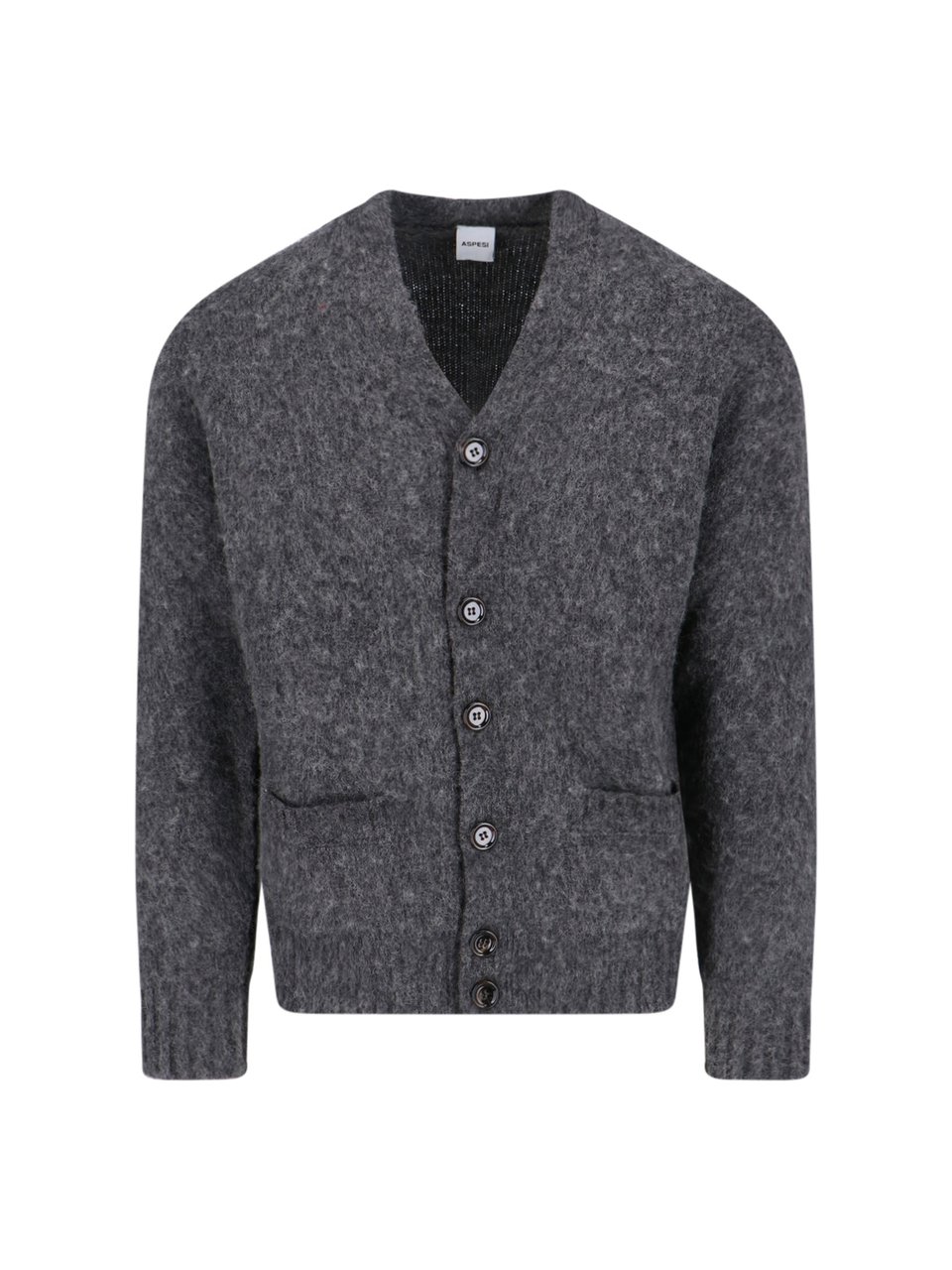 Aspesi Grey V-Neck Wool Cardigan Grijs