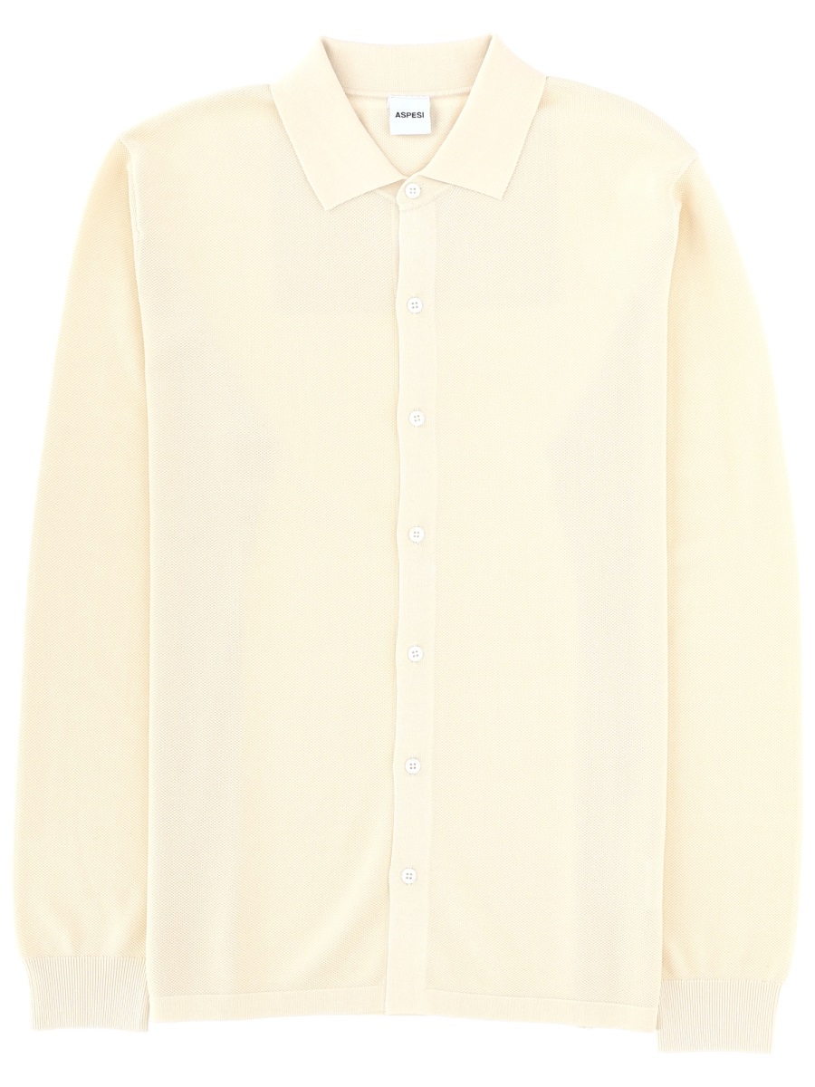 Aspesi Regular Fit Long Sleeve Cotton Shirt Neutraal