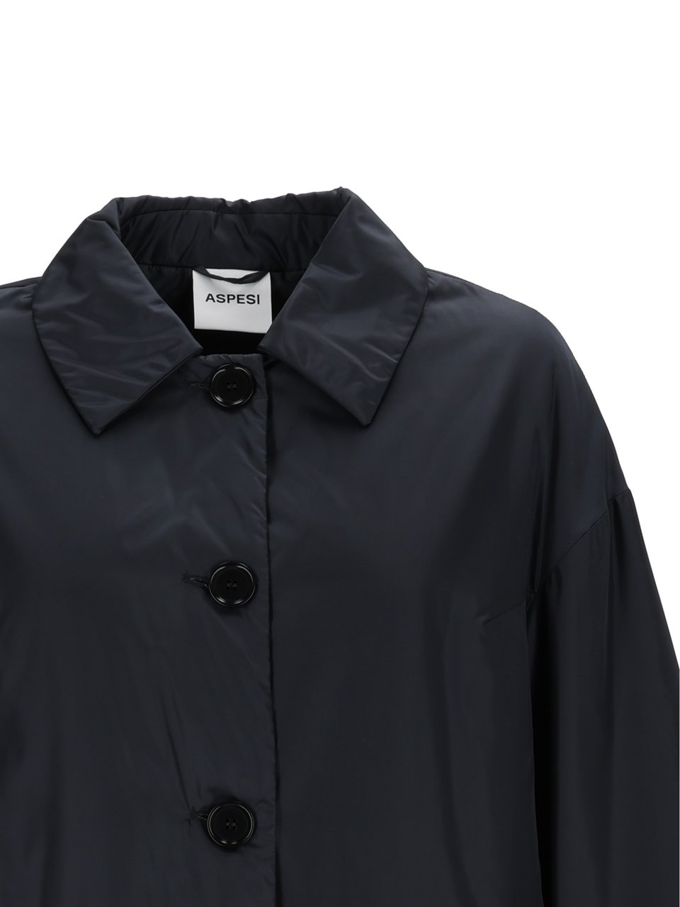 Aspesi Teena Black Classic Collar Coat Zwart