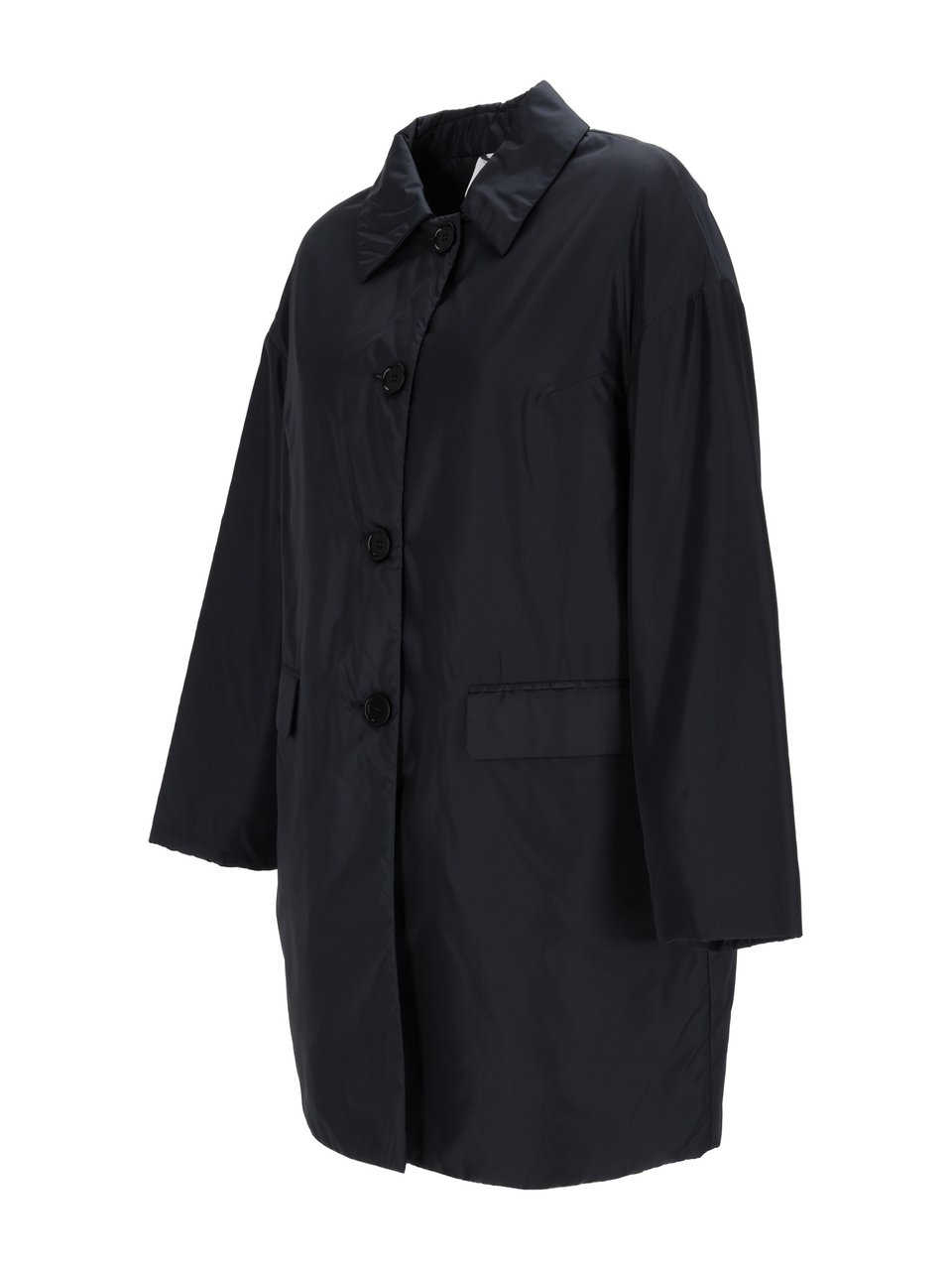 Aspesi Teena Black Classic Collar Coat Zwart