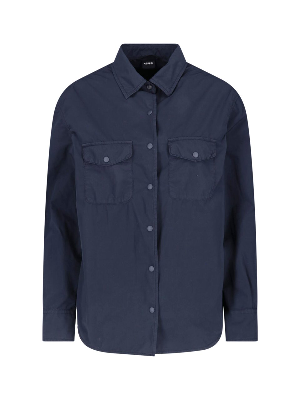 Aspesi Dark Navy Relaxed Fit Flap Shirt Blauw