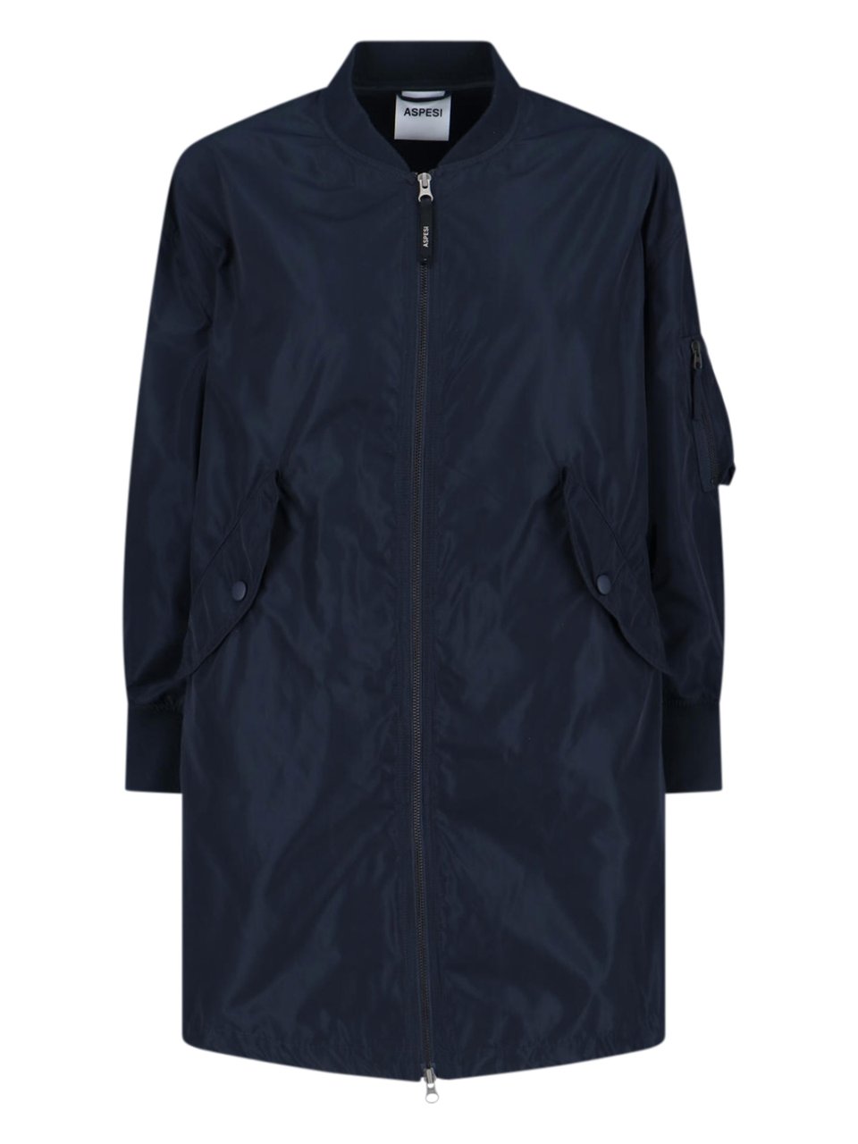 Aspesi Technical Zip-Up Coat – Navy Blue Blauw
