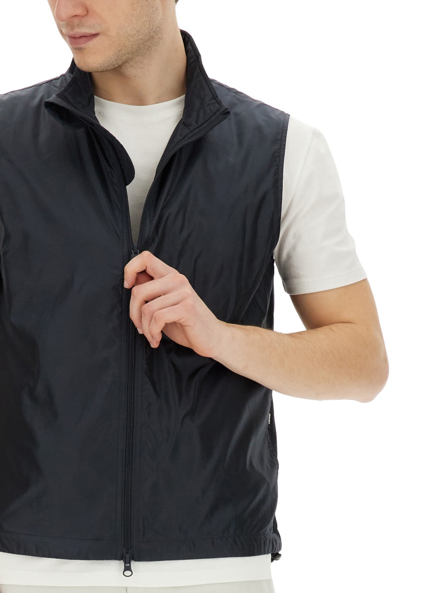 Aspesi Vernes Shiny High Collar Vest Zwart