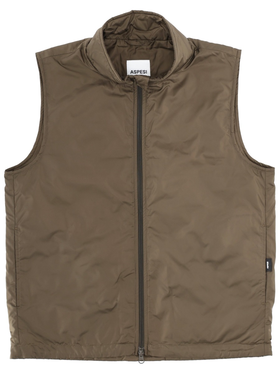 Aspesi Vernes Padded Polyamide Zippered Vest Grijs