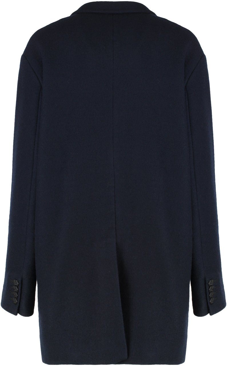 Aspesi Double-breasted wool coat Blauw