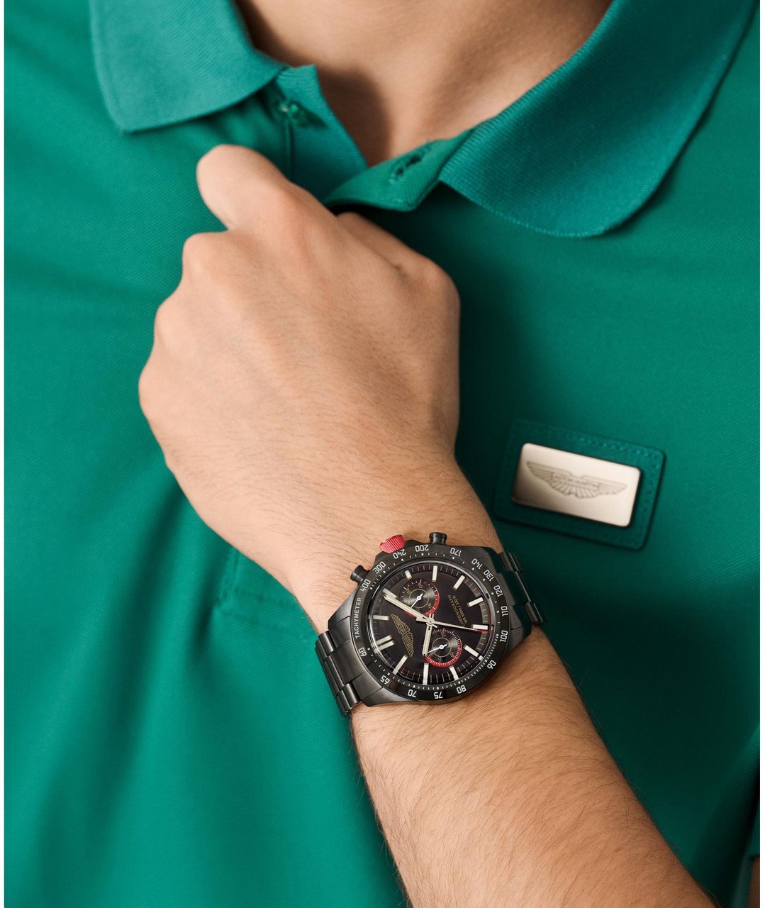Aston Martin MTIS1F504 Icon chronograaf horloge 44 mm Zwart