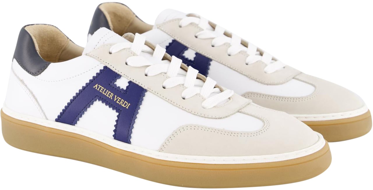 Atelier Verdi Heren Vico Sneaker Wit/Blauw Wit