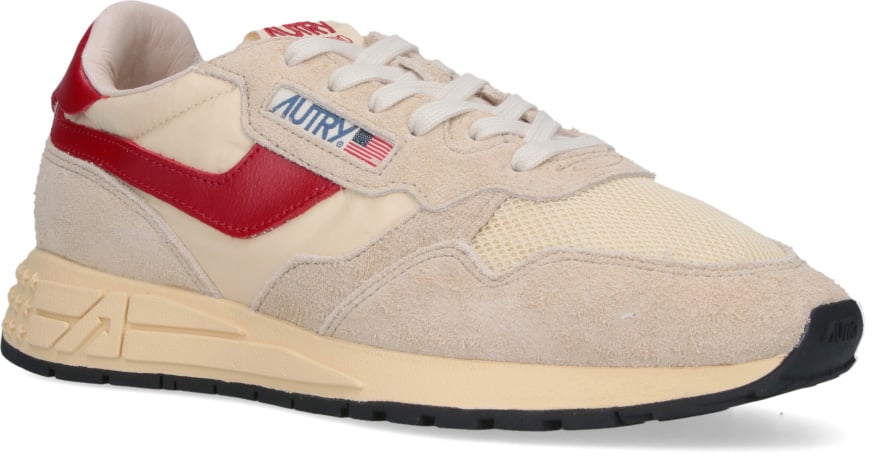 Autry Low-Top Sneakers with Suede and Mesh Composition Neutraal