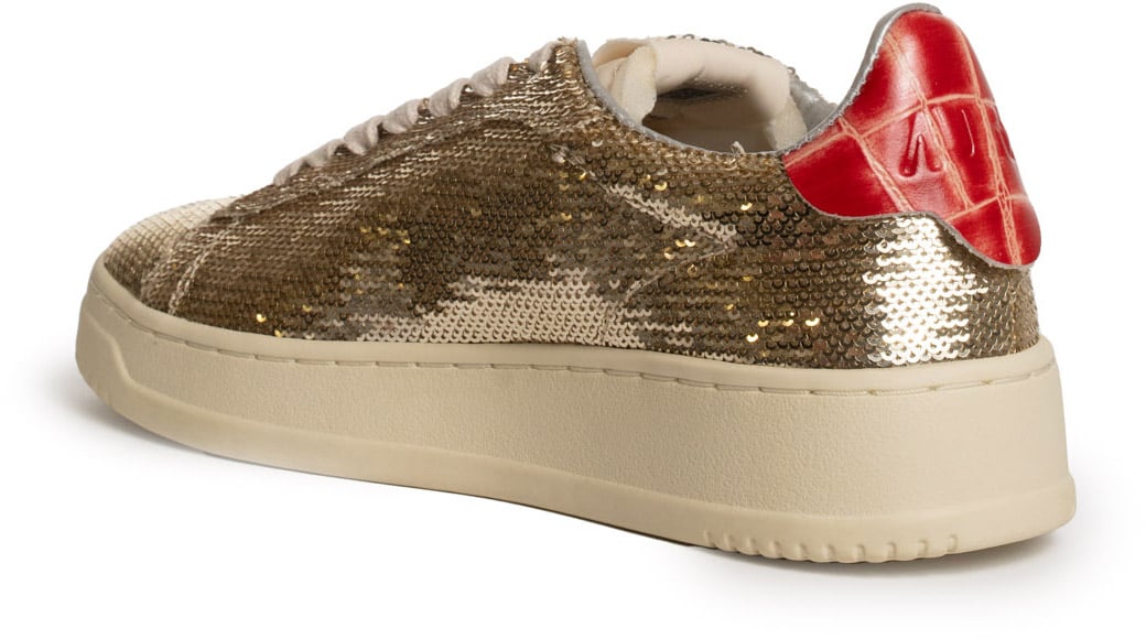 Autry Sneakers Pailletcro Platinumred Metallic