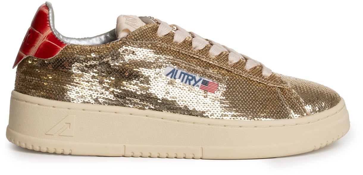 Autry Sneakers Pailletcro Platinumred Metallic