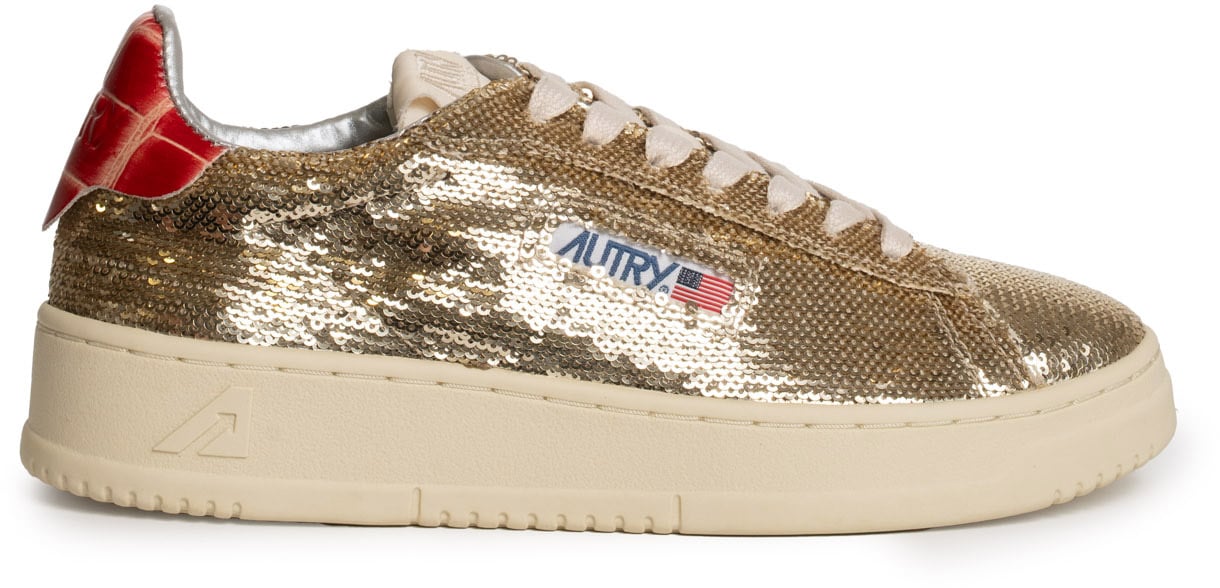 Autry Sneakers Pailletcro Platinumred Metallic