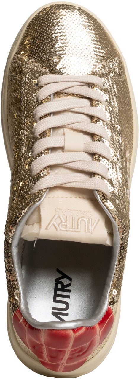Autry Sneakers Pailletcro Platinumred Metallic