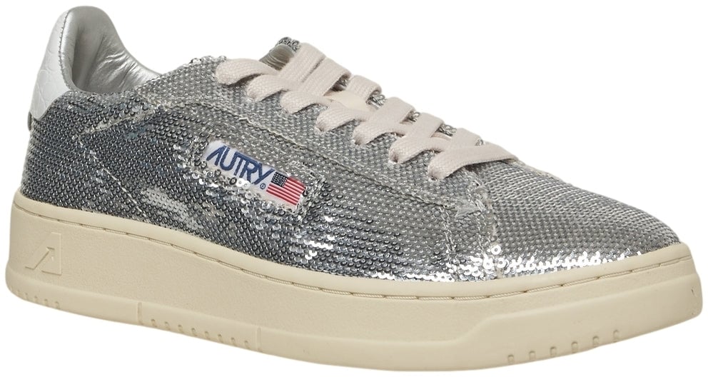 Autry Sequined sneakers 'Medalist Low' Zilver