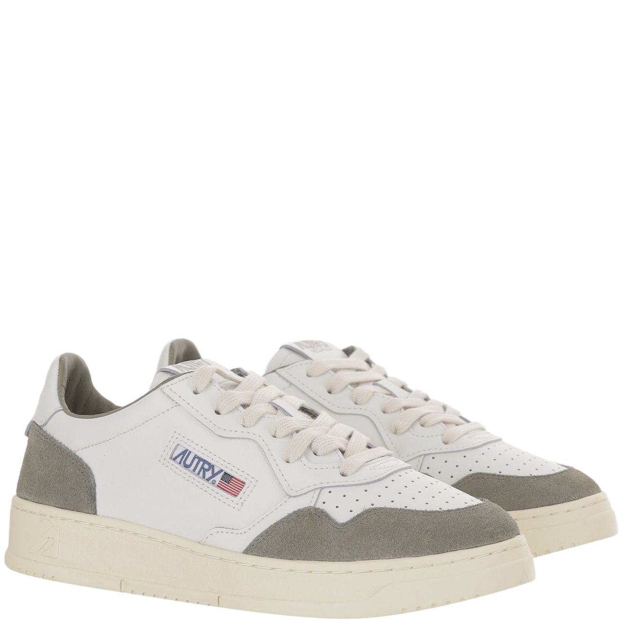 Autry Medalist Low Leather Sneakers With Smooth And Suede Paneling Wit