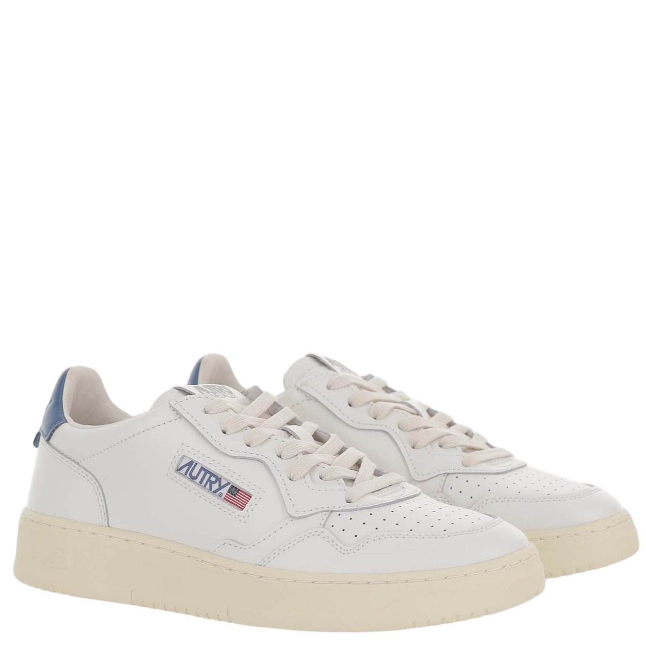 Autry White/Blue Medalist Low Leather Sneakers Wit