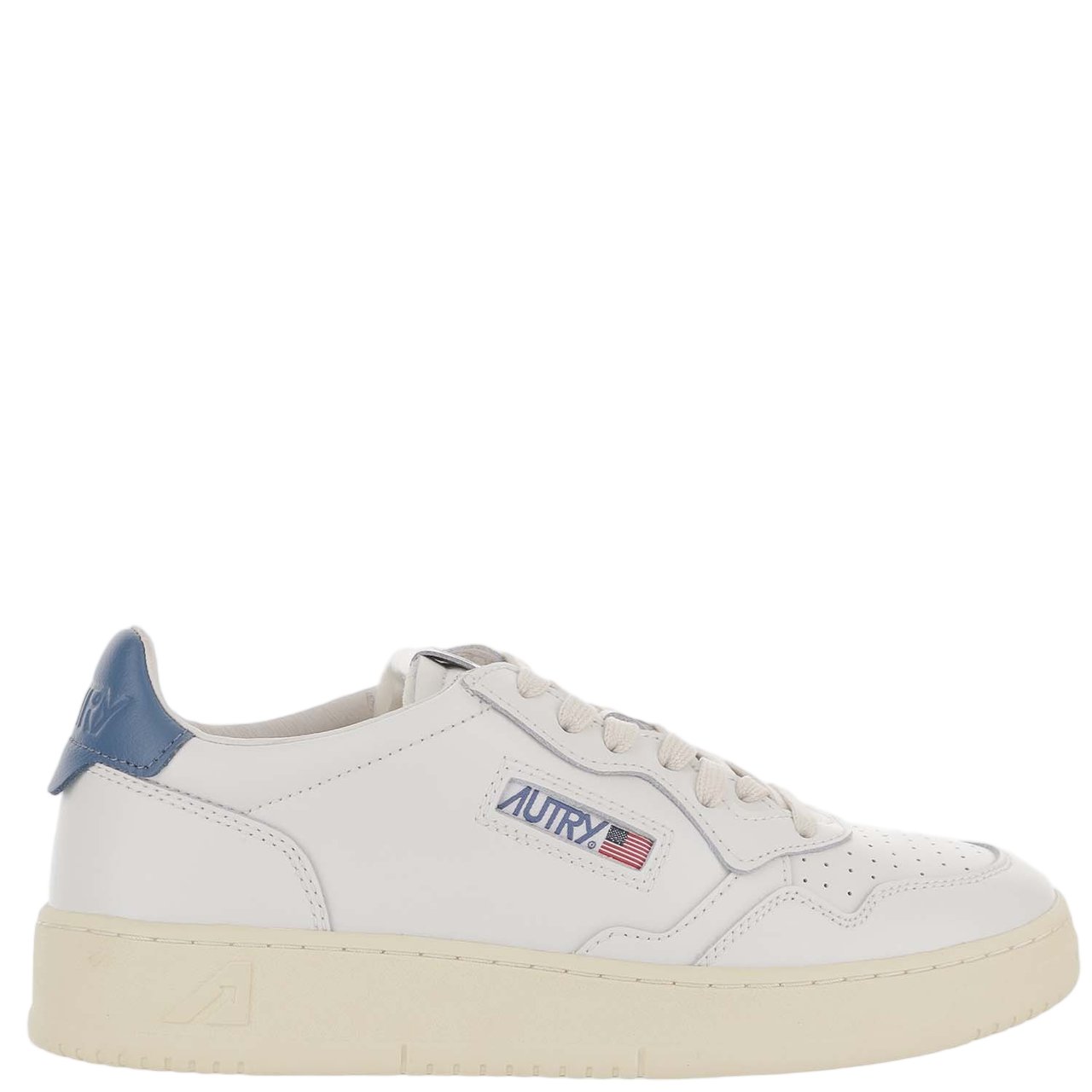 Autry White/Blue Medalist Low Leather Sneakers Wit