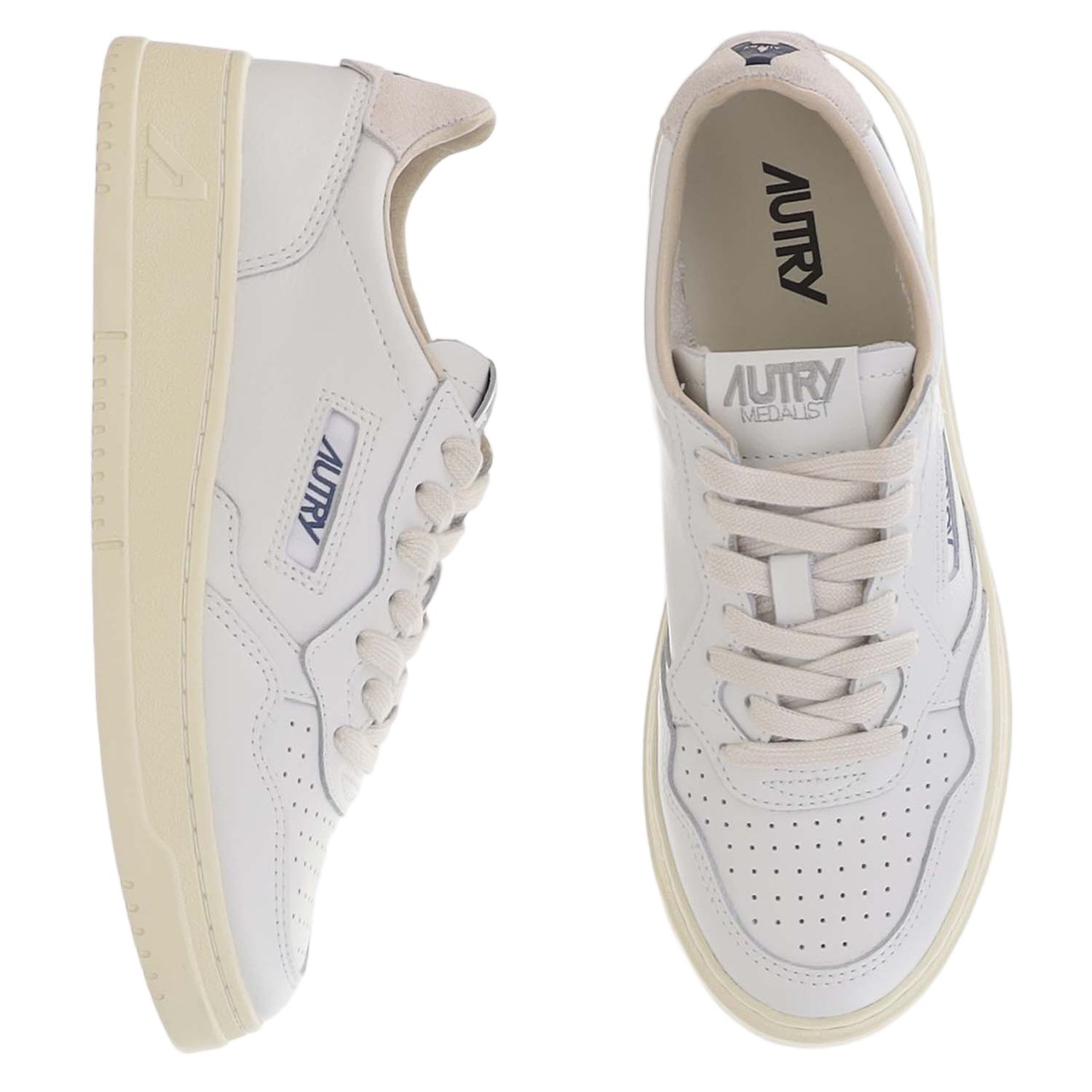 Autry White Leather Sneakers with Subtle Perforations Wit