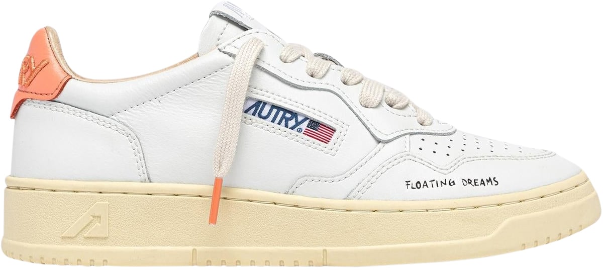 Autry Dames Medalist Low Sneaker Wit/Peach Wit