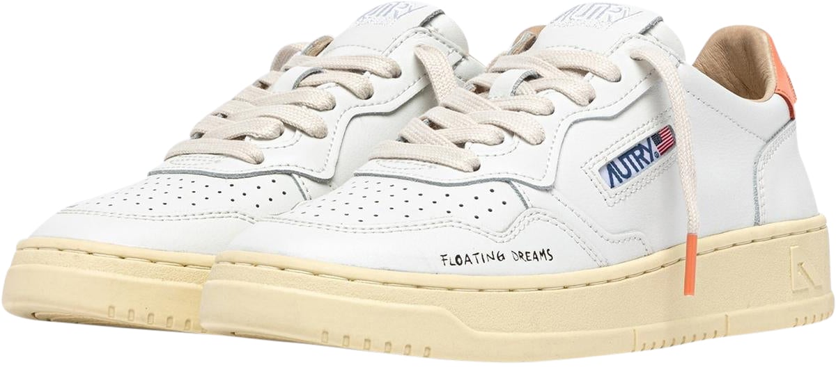 Autry Dames Medalist Low Sneaker Wit/Peach Wit