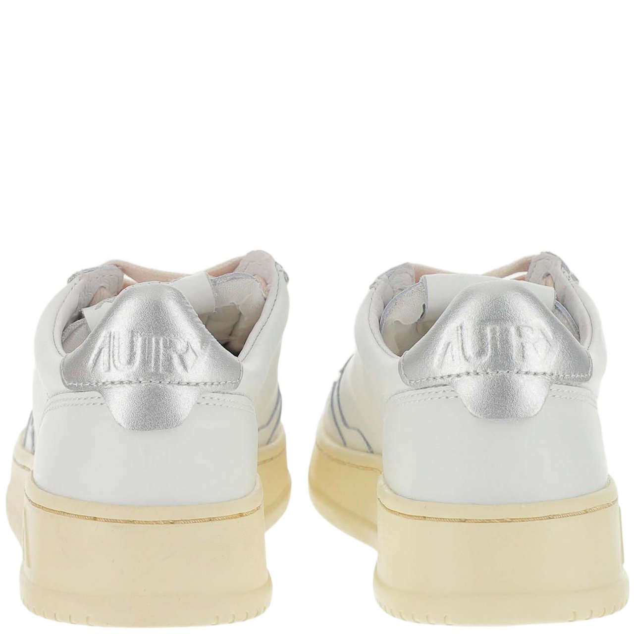 Autry Leather Trainers with Front Lacing and Metallic Heel Tab Wit
