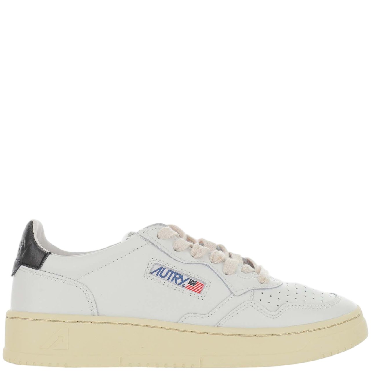 Autry Perforated Leather Sneakers with Contrast Heel Tab and Logo Detail Wit