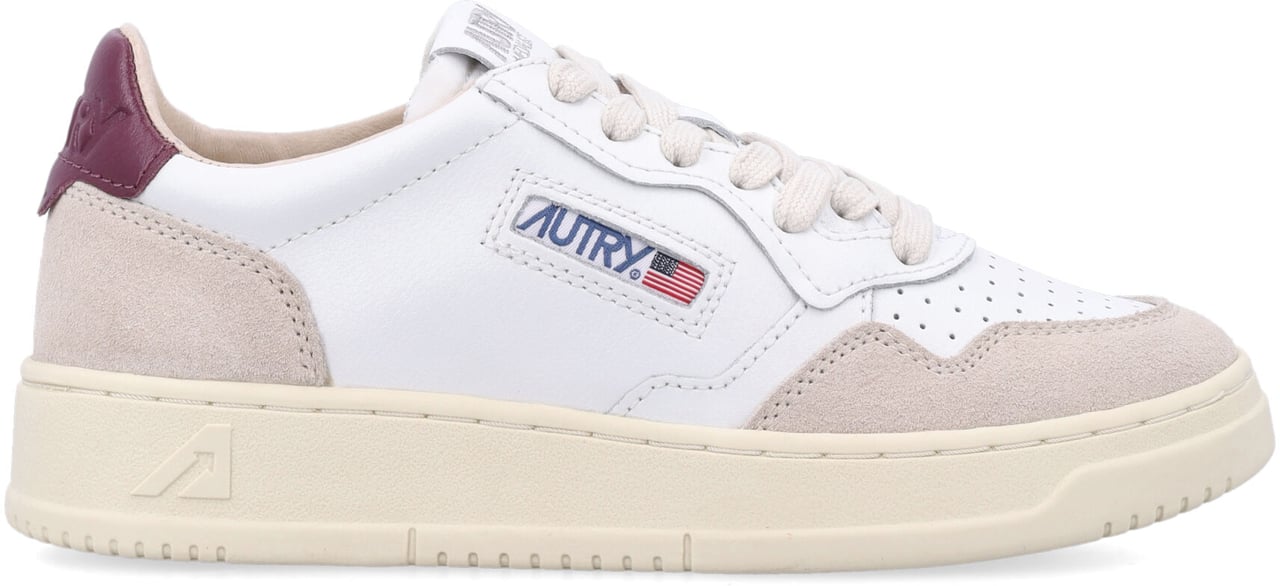 Autry Medalist Low White Burgundy Maroon