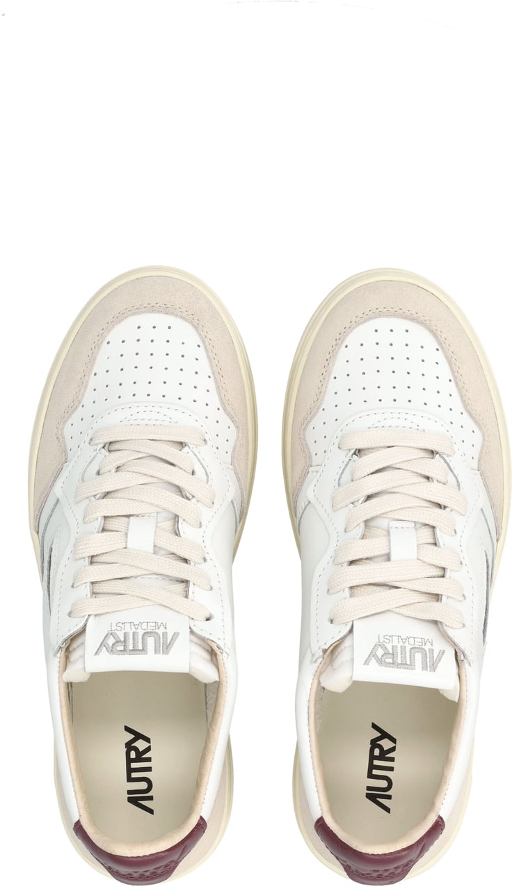 Autry Medalist Low White Burgundy Maroon