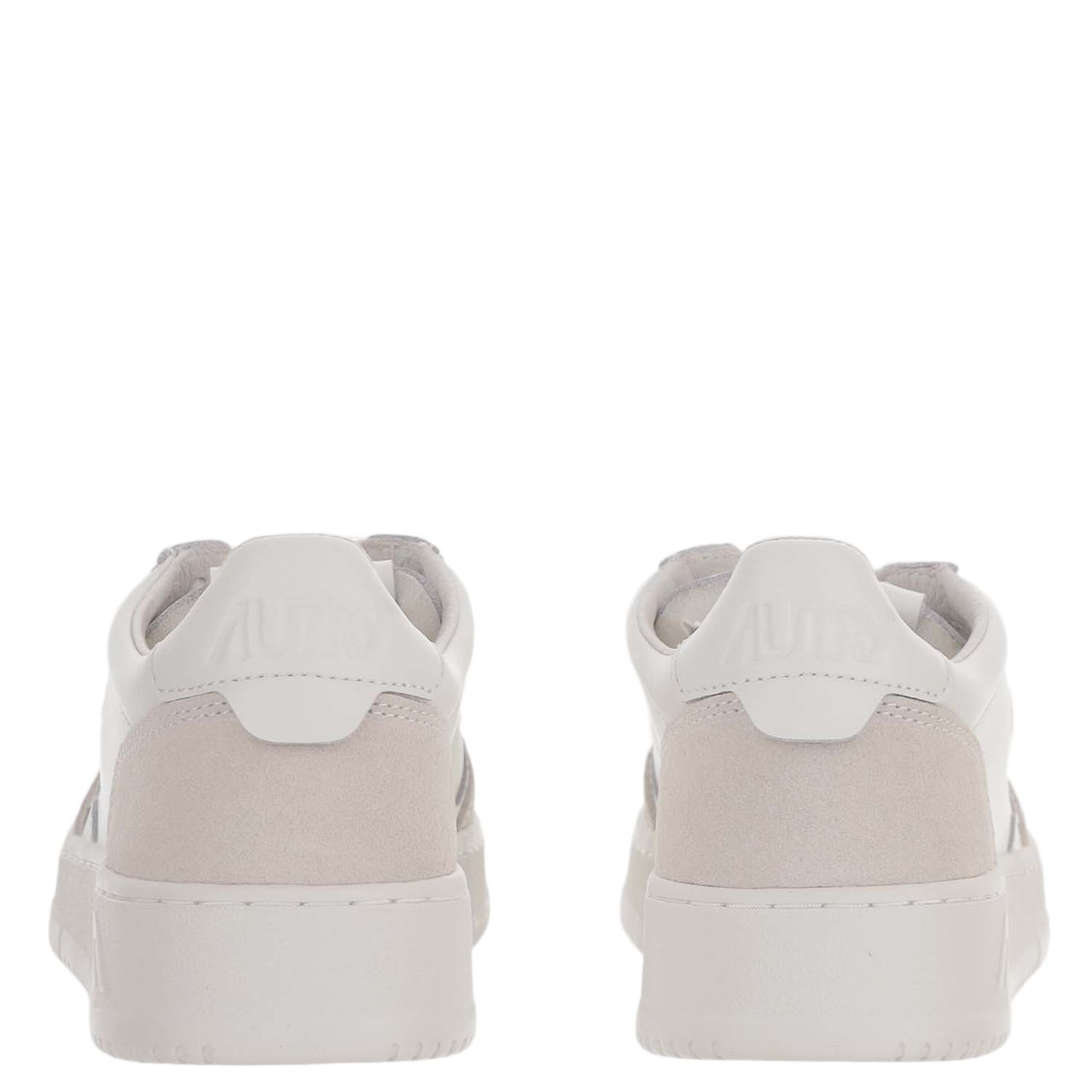 Autry Round Toe Beige Sneakers With Leather And Suede Panels Wit