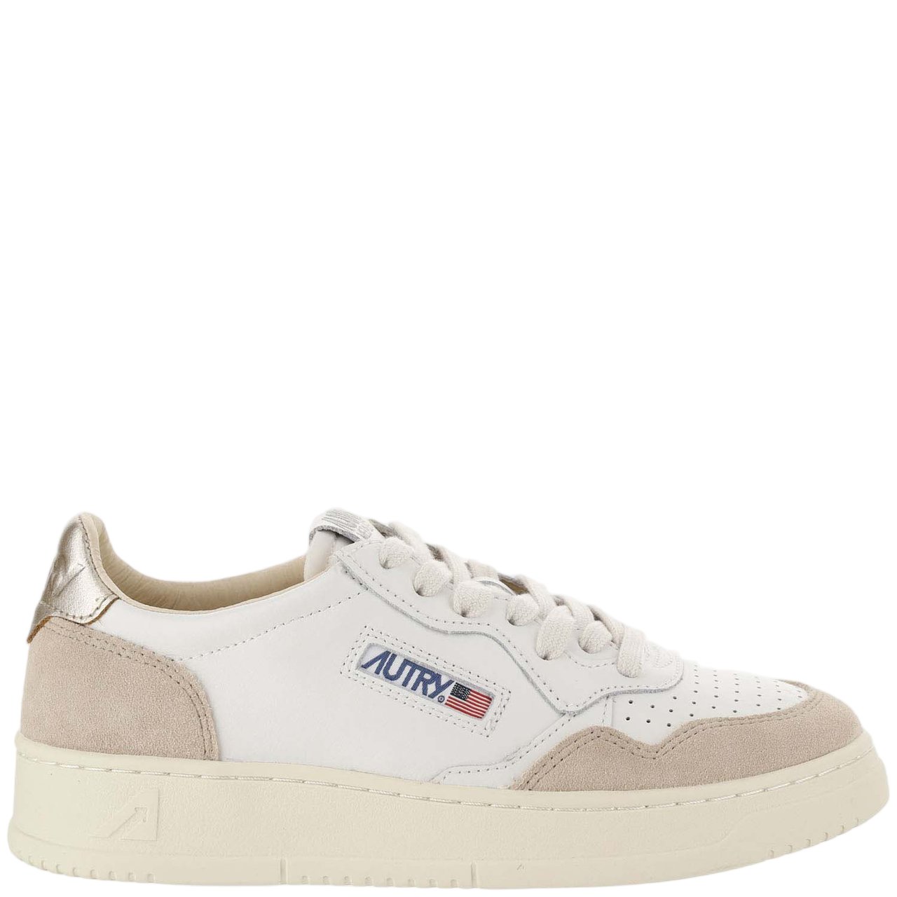 Autry Suede Insert Perforated Leather Sneakers Wit